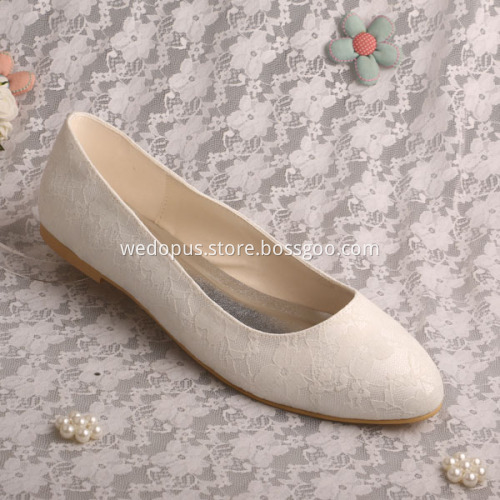 White Wedding Flat Shoes for Bride